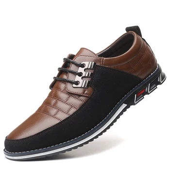 

2020 New Arrival Fashion Spring Plus Velvet Casual Shoes High Quality Men Leather Shoes Lace-Up Loafers Business Dress Shoes