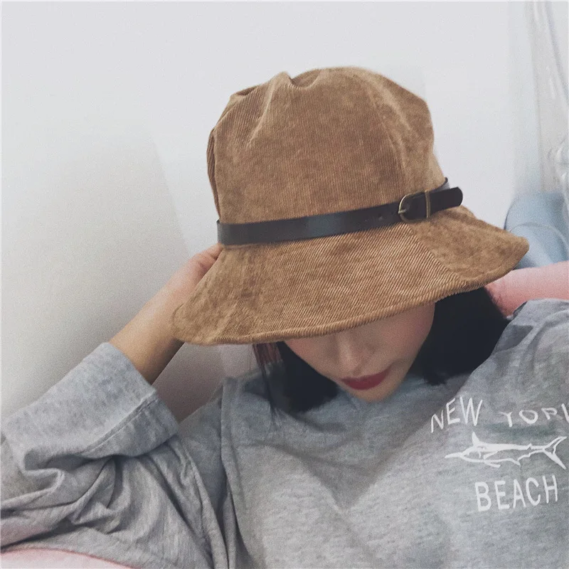 Женские теплые вельветовые шапки harajuku для мужчин, шапка в японском стиле, уличная шапка для рыбалки с поясом