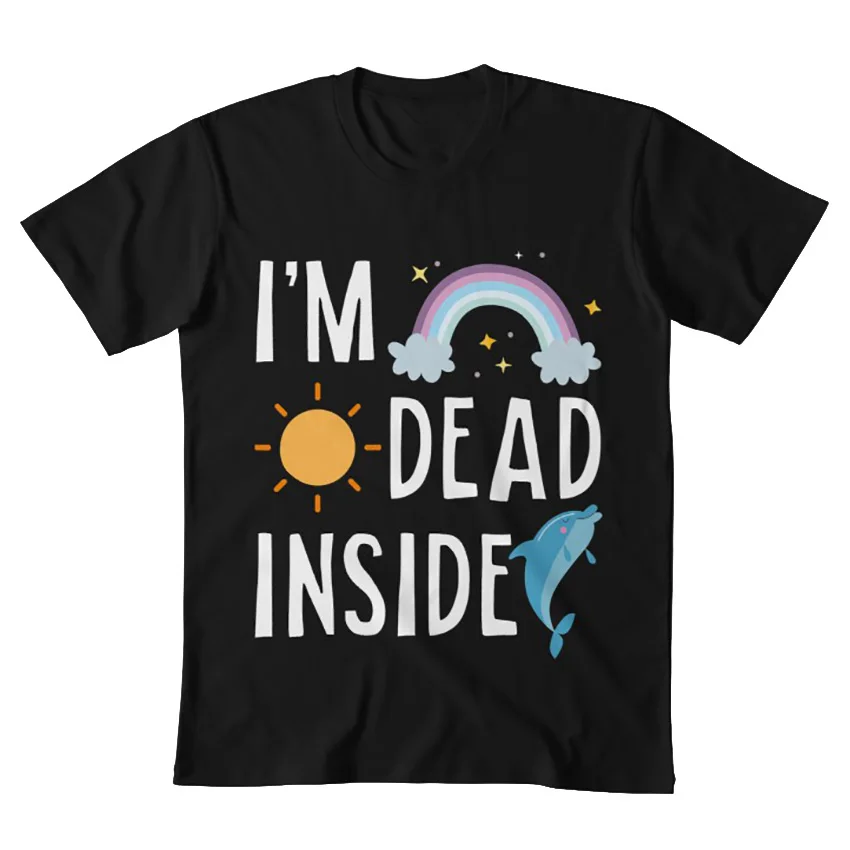 Футболка с надписью «I'm Dead Inside Happy Rainbow», футболка с надписью «I'm dead inside Dead Inside dead inside depression