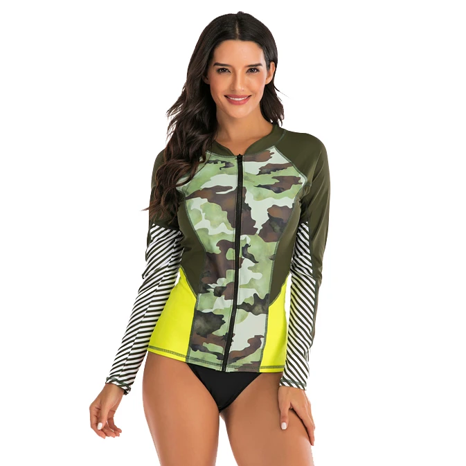 2020 New Sexy Camouflage Print Swimsuit Patchwork Bathing Suit Long Sleeve Swimwear Girl S-2XL Girl Front Zipper Two Piece Suit 2020 New Sexy Camouflage Print Swimsuit Patchwork Bathing Suit Long Sleeve Swimwear Girl S-2XL Girl Front Zipper Two Piece Suit