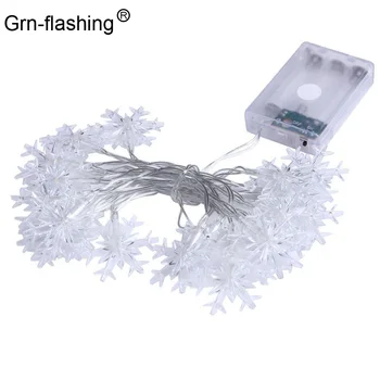 2M 20leds Kerstboom Sneeuw Vlokken verlichting Led Fairy String Light Tuin Home Decor Wedding party Guirlande 3AAA battery Operated