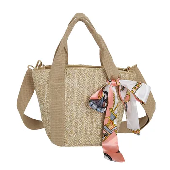 

Women's Small Handbag 2020 New Bucket Bag Shell Straw Woven Bag Ladies Shoulder Bag Fashion Casual Messenger Portable Beach Bag