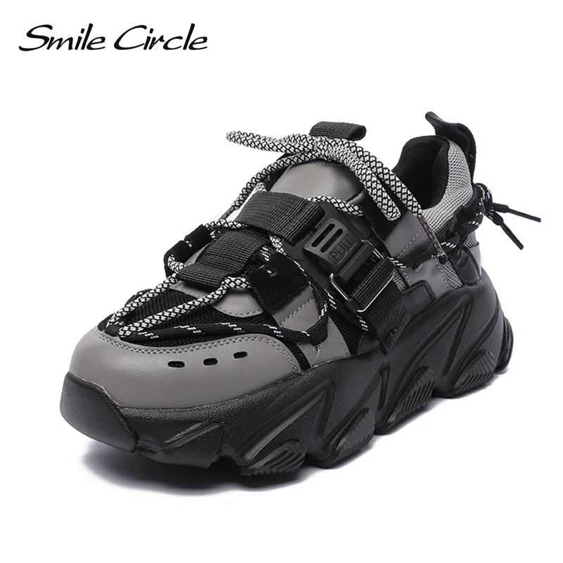 Smile Circle Women Chunky Sneaker Flat Platform Shoes Breathable Mesh fashion Thick bottom casual Ladies Sneaker