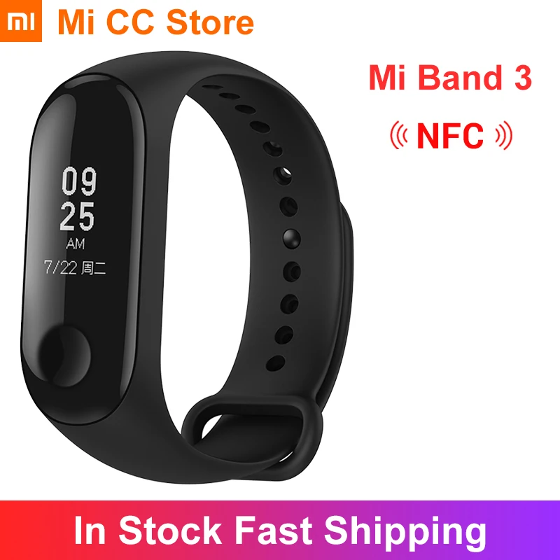 Оригинальный браслет Xiao Mi Band3 NFC OLED Смарт с пульсометром и временем фитнес монитор