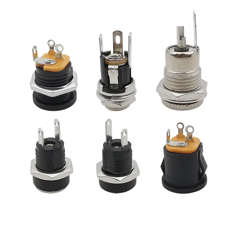 10Pcs DC Connectors 5.5x2.1mm 3.5x1.3mm DC Power Plug Male Female Jack Socket Nut Panel Mount DC Power Adapter Connector 5.5*2.1