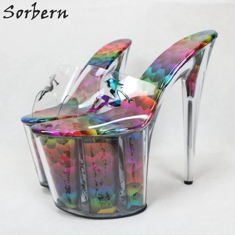 Sorbern Perspex/босоножки на высоком каблуке; женские слипоны из прозрачного ПВХ; женские шлепанцы; Летняя обувь из змеиной кожи; уличные тапочки для парней