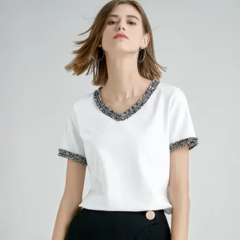 

Printed T Shirt Women Cropped Tops Gray Tee Shirt Woman Clothing High Quality White