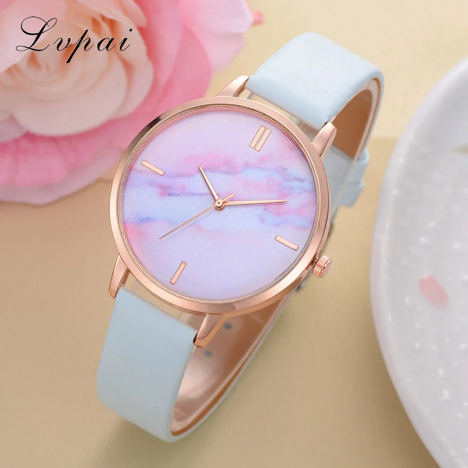 Lvpai брендовые роскошные женские часы кожаные мраморные часы с нарядным циферблатом женские часы в подарок кварцевые наручные часы женские