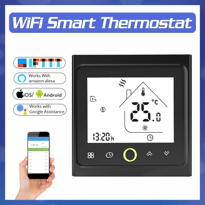 

WiFi Thermostat Smart Temperature Controller for Water/Electric floor Heating Water/Gas Boiler Works with Alexa Google Home