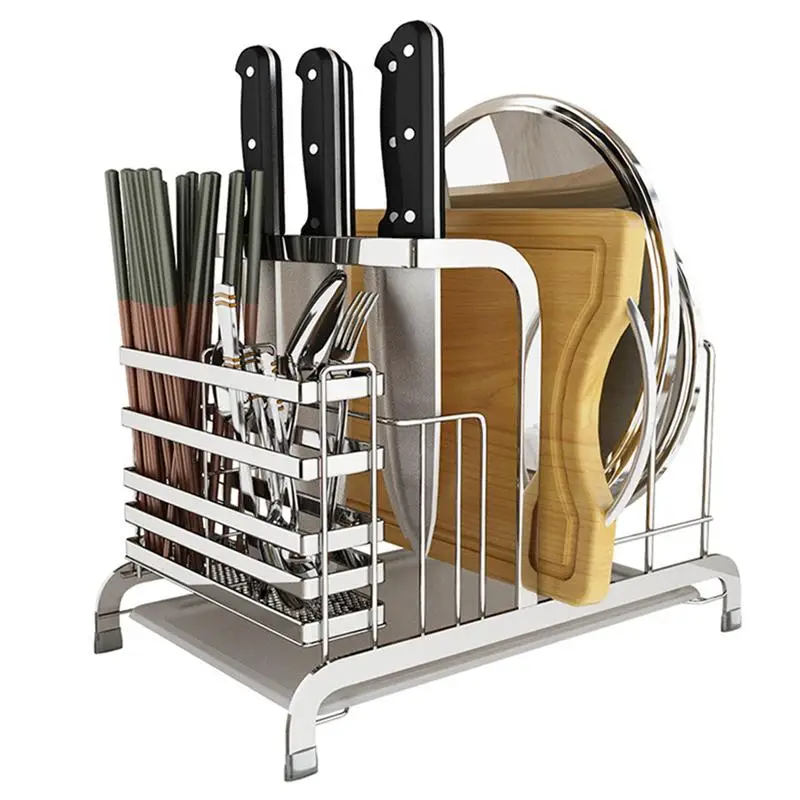 304 Stainless Steel Kitchen Cutter Cutting Board Storage Rack Creative Kitchen Utensil Chopsticks Holder Storage Organizer