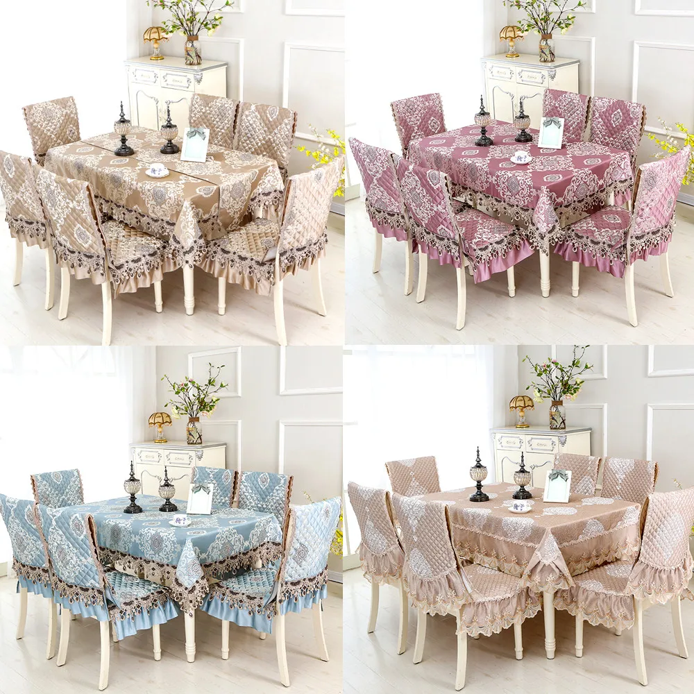 

Classical European Lace Table Cloth Rectangular\Round Dining Table Chair Cover Wedding Home Party Banquet Christmas Tablecloth 6