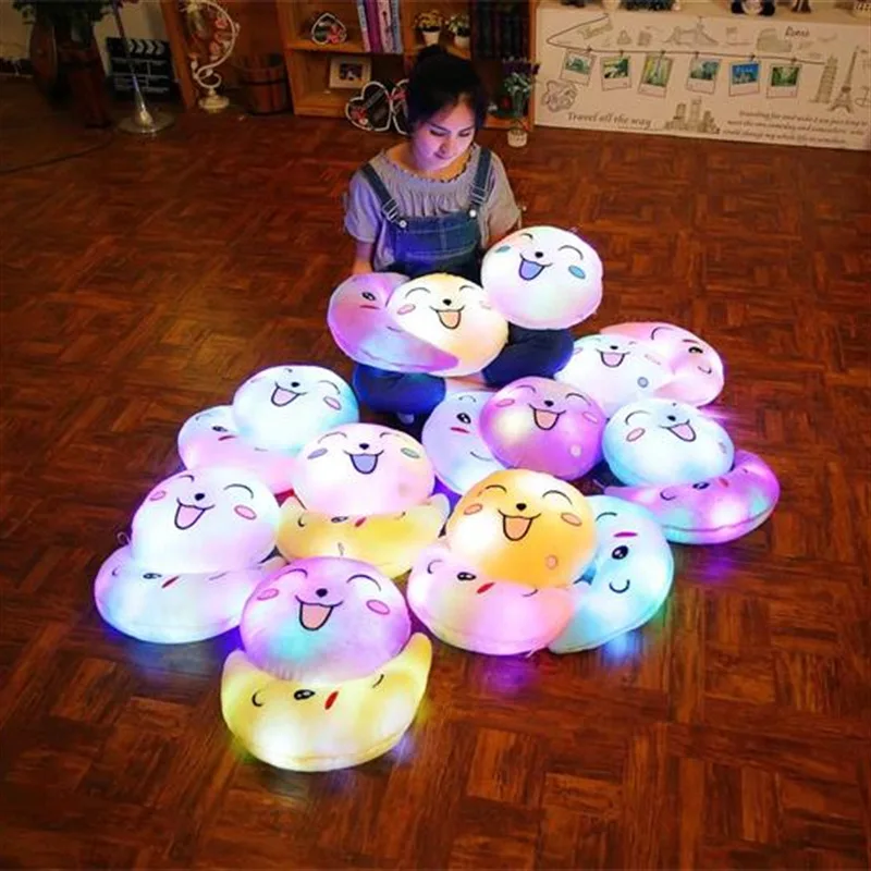 Креативный милый круг смайлик красочный Сияющий подушка для ночного освещения Подушка Плюшевые игрушки подарок на праздник