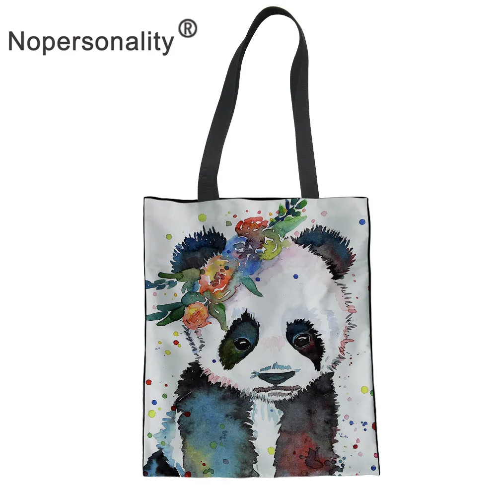 Nopersonality Очаровательная панда напечатанная сумка для покупок Большая вместительная женская сумка сумки многоразового использования для покупок девушки сумки через плечо