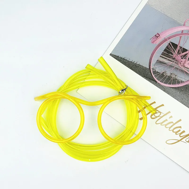 Yellow 1 шт. Веселые Мягкие пластиковые соломенные забавные очки гибкие игрушки для питья вечерние трубчатые инструменты для прикола детские игрушки для дня рождения - Цвет: Yellow