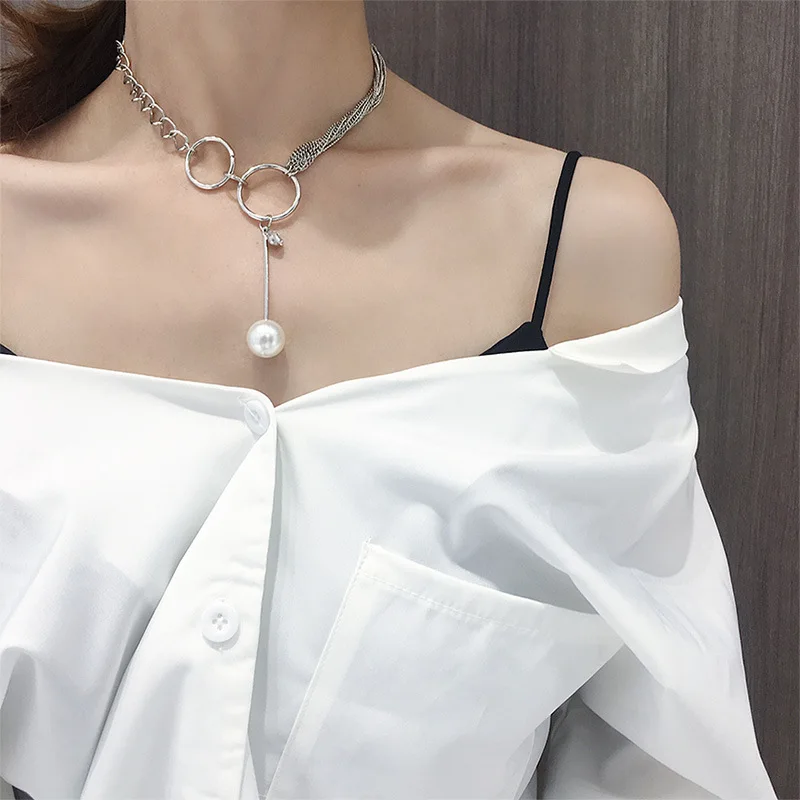 

Normcore Style Choker Simple MORI Series Necklace Women's Neck Band Korean-style Students Pendant Pearl Necklace Short Choker