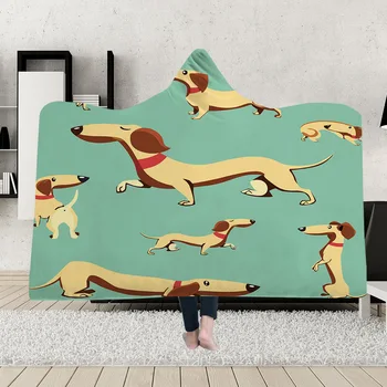 

Cute puppy 3D Hooded Blanket Sherpa Fleece Wearable plush Throw Blanket on Bed Sofa Thick warm b278