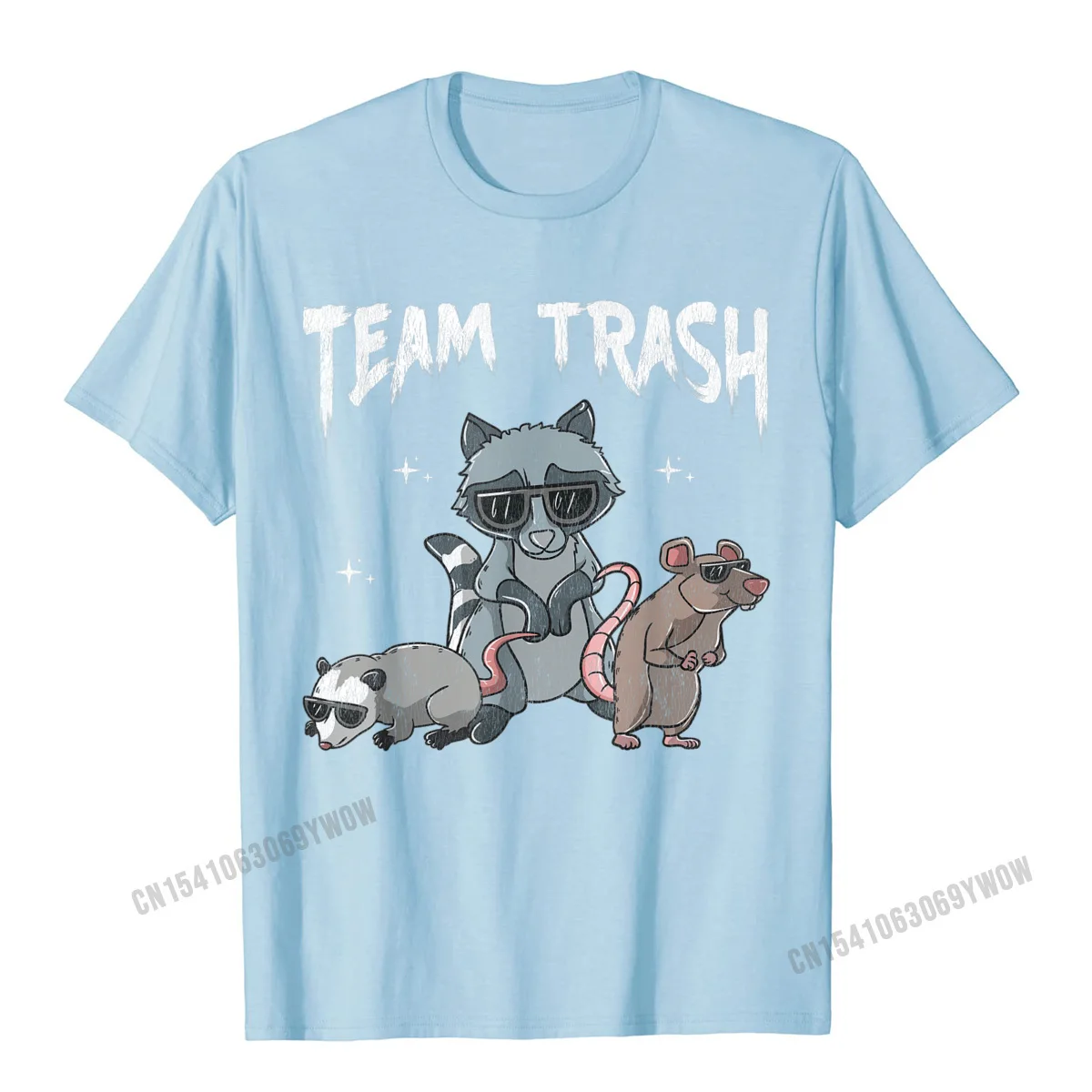 Crazy Cotton Fabric Tops & Tees for Men Printing T-shirts Design Fashion Round Collar T-Shirt Short Sleeve Top Quality Team Trash Shirt Animal Gang Opossum Raccoon Rat Garbage T-Shirt__752 light