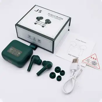 

TWS Wireless Bluetooth Earphones In Ear HD Stereo Touch Control J5 Waterproof Mini Sport Earbuds LED Display With Charging Box