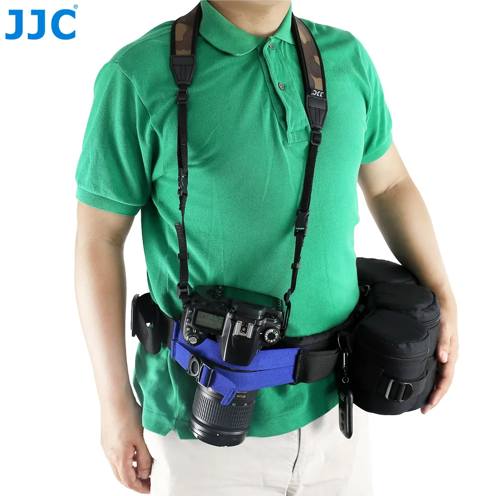 JJC Multifunction Outdoor Photography Adjustable Waist Strap Belt with D-rings for Hanging Tripod Camera Bag Lens Pouch