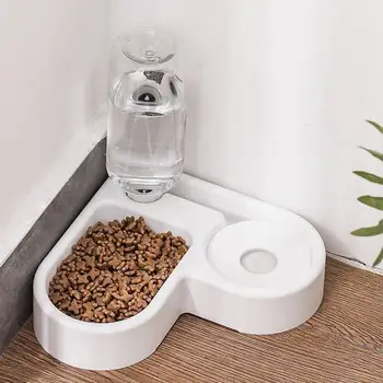

500ml Pet Feeder Bowl Cat Dog Accessories Heart-shaped Automatic Water Refilling Wall Corner Double Bowls Food Kitten Drinking