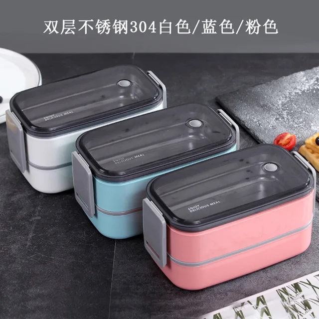 Elválasztott Többrétegű Bento Doboz Ebéddoboz Készlet Hordozható Szigetelő Hordó Rozsdamentes Acél Mikrohullámú Sütő Dedikált Irodai Munkás - Image 2