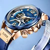 2022 LIGE Men Watches Top Brand Luxury Blue Leather Chronograph Sport Watch For Men Fashion Date Waterproof Clock Reloj Hombre ► Photo 2/6