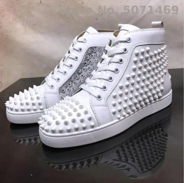 CL-1 OLOMLB-CL Designer Sneakers Red Bottom Shoes White Sliver Spikes Luxury Shoes For Men Women Party Wedding Leather Sneakers - Цвет: CL-1