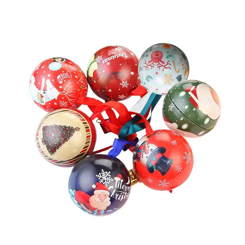 

7Pcs Christmas Ball Boxes Round Ball Creative Fashion Gift Packaging Boxes Suger Case Storage Boxes for Banquets Xmas Party