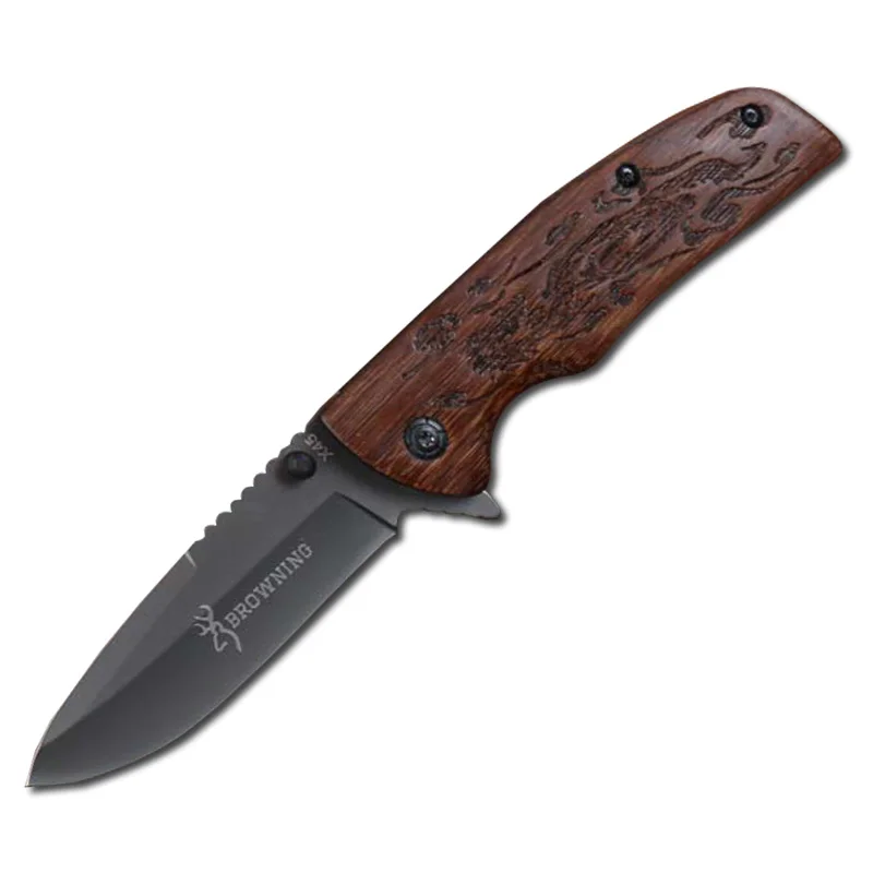 

Folding Knife Tactical 5Cr13Mov Steel Blade Comfortable Patterned Wood Handle EDC Knife Hot