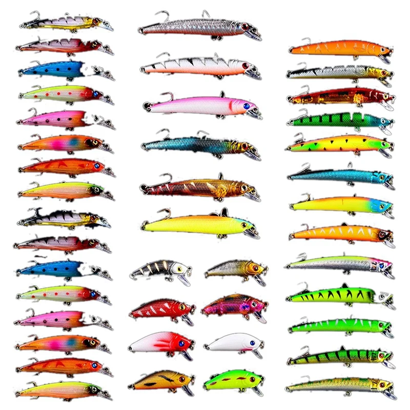 

43 Pieces Of Lure Bait Full Swimming Layer Hard Bait Bait Simulating Bait Lure Suit Slender Bait Suitable for Seawater Freshwate