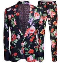 Мужской винтажный Ретро средневековый цветочный принт Тонкий костюм куртка дизайн искусство мода певица сценический костюм