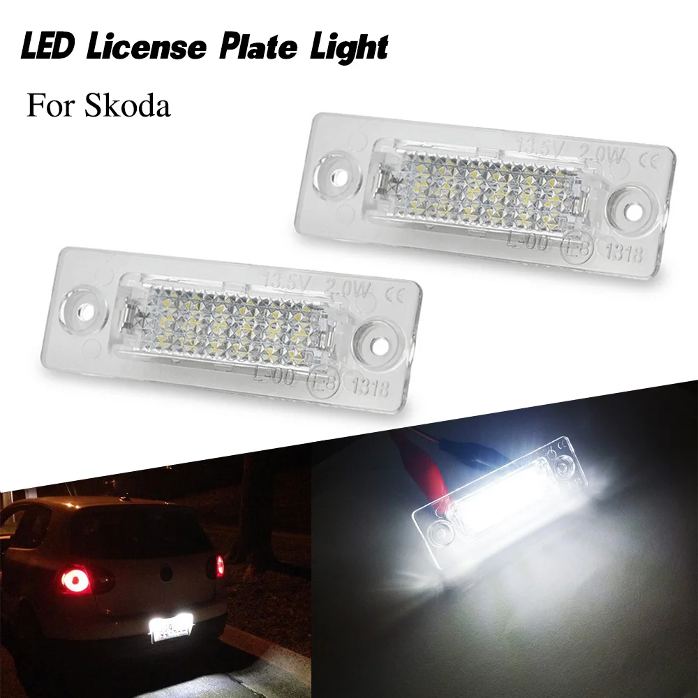 

2 PCS Car LED License Plate Light 18 LED Number Plate Lamp 12V error free luces for Skoda Super 1 for Jetta golf Passat Touran
