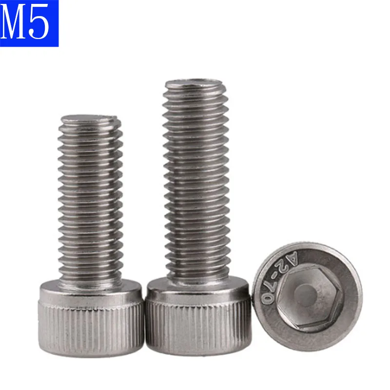 M5 x 0.8 / 5mm 304 Stainless Steel SOCKET HEAD Caps Screws Allen Hex Socket Cap Head DIN 912 A2 70 | Обустройство дома