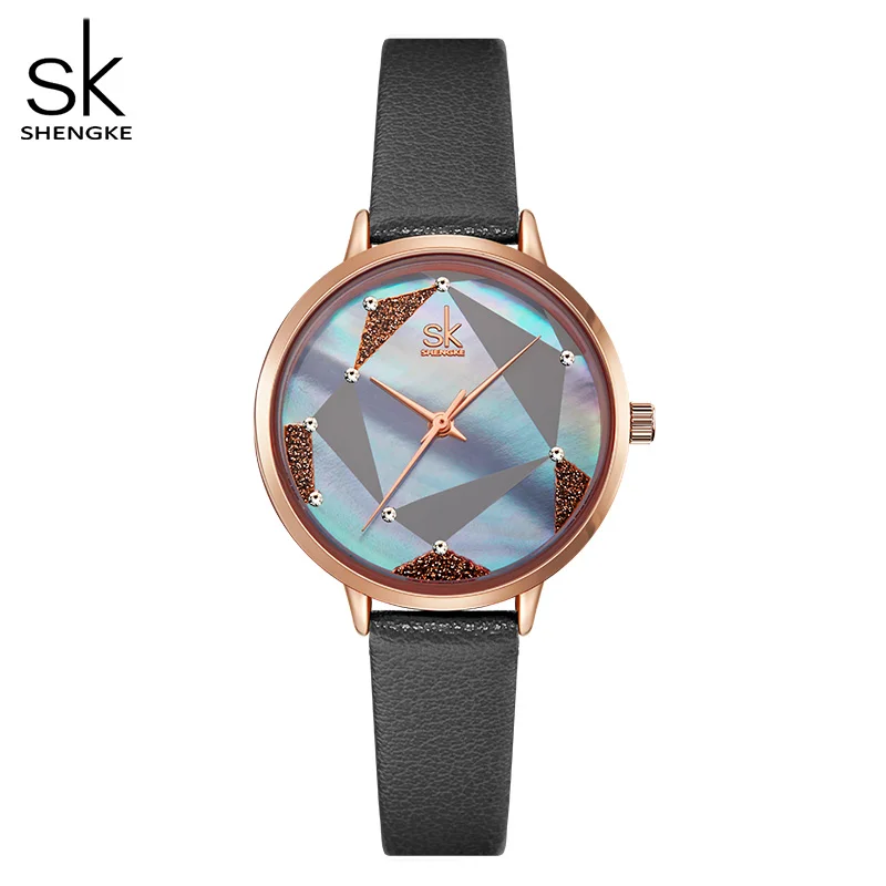 Goedkoop Shengke Creatieve Vrouwen Horloges Lederen Polshorloge Reloj Mujer 2020 Sk Dames Quartz Horloge Klok Montre Femme # K0117