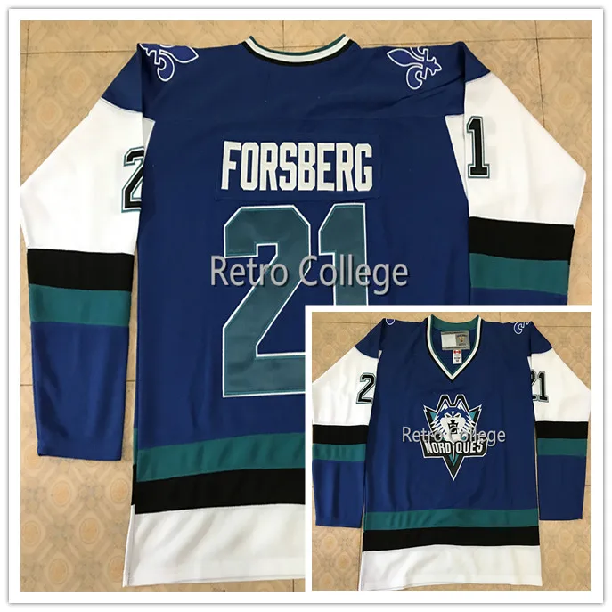 

Quebec Nordiques 1995-1996 #21 PETER FORSBERG Hockey Jersey Mens Embroidery Stitched Customize any number and name Jerseys