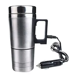 Taza térmica de acero inoxidable para calefacción de vehículos, hervidor eléctrico con aislamiento térmico de 12V/24V, para viaje, Camping, café y agua