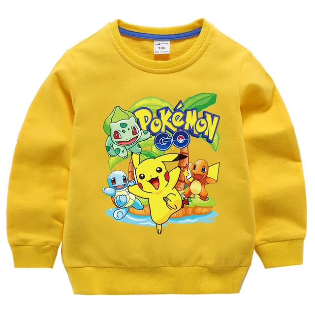 Takara Tomy Pokemon Pikachu T shirt Long Sleeves Cotton Children s Sweatshirt For Baby Boys Girls