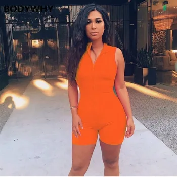 

New Women's Jumpsuit Sexy Slim Fluorescent Sports Jumpsuit Casual Shorts Women Skinny