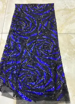 

embroiderd lace fabric Sat-18.6811 with sequins beautiful Nigerian sequins lace fabric for party dress