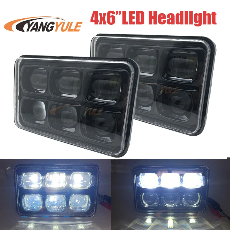 

60W 5'' 4x6 Inch Super Headlight 6D Approved Square Led Work Light Spot Beam for Ford Mustang Nissan Sand rails, Cars, Truck,