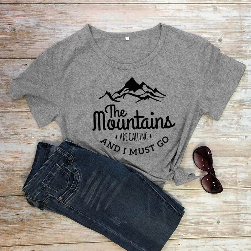 The Mountains Are Calling And I Must Go T-shirt Harajuku Unisex Short Sleeve Vacay Tshirt Fashion Women Graphic Adventure Tops summer shirt