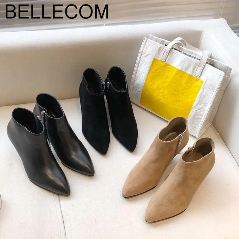 

BELLECOM Fall New Leather heel Single Shoe Tip Sexy Lacquer High heel Shoe women black heels zapatos de mujer shoes woman