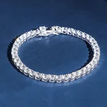 925 пробы серебряные цепи браслеты с кубическим цирконием Bling 4 мм теннисные цепи браслет для мужчин и женщин хип-хоп ювелирные изделия подарки