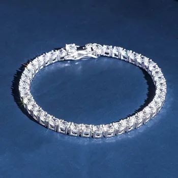 

925 Sterling Silver Chains Bracelets Iced Out Cubic Zircon Bling 4mm Tennis Chain Bracelet For Men Women Hip Hop Jewelry Gifts