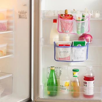 

Kitchen Refrigerator Hanging Food Storage Bag Fridge Mesh Holder Home Storage Organizer Pouch Racks Cabinet Stand Drawer Sort