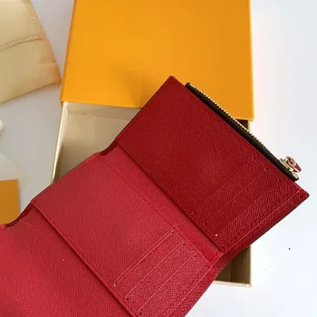 

Women Luxury Designer Print Button Wallet Card Clutch Short Ladies Purse Credit Card Holder 4 Card Slot/Tri-fold Purse with Box