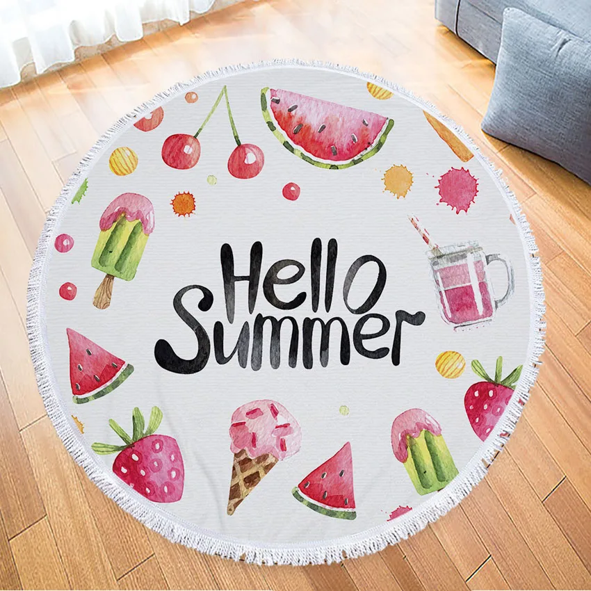 Круглое пляжное Полотенце Hello Summer из микрофибры плотное банное полотенце с
