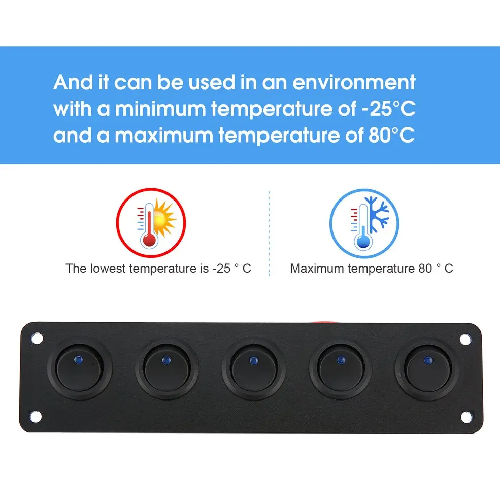 

5 Gang 12V Rocker Switch for Car Marine Boat Circuit Breakers Overload Protected LED Light Rocker Switch Panel Circuit