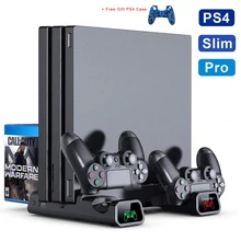 Stand with Cooling Fan Cooler Dual Controller Charger Charging Station for SONY Playstation 4 with free
