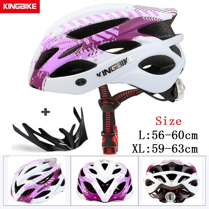 KINGBIKE мужской женский чехол для велосипедного шлема со светодиодный светильник велосипедный дорожный велосипедный шлем горная дорога ультра светильник шлемы mtb велосипедный шлем - Цвет: S-675-purple